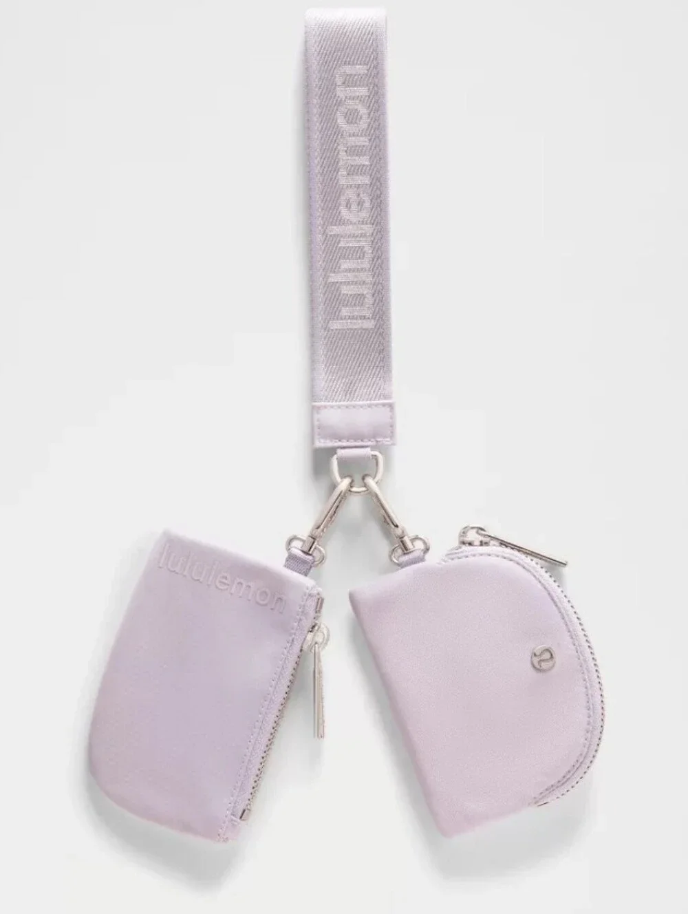 NWT Lululemon Double Pouch Wristlet with Strap In Metallic Wordmark